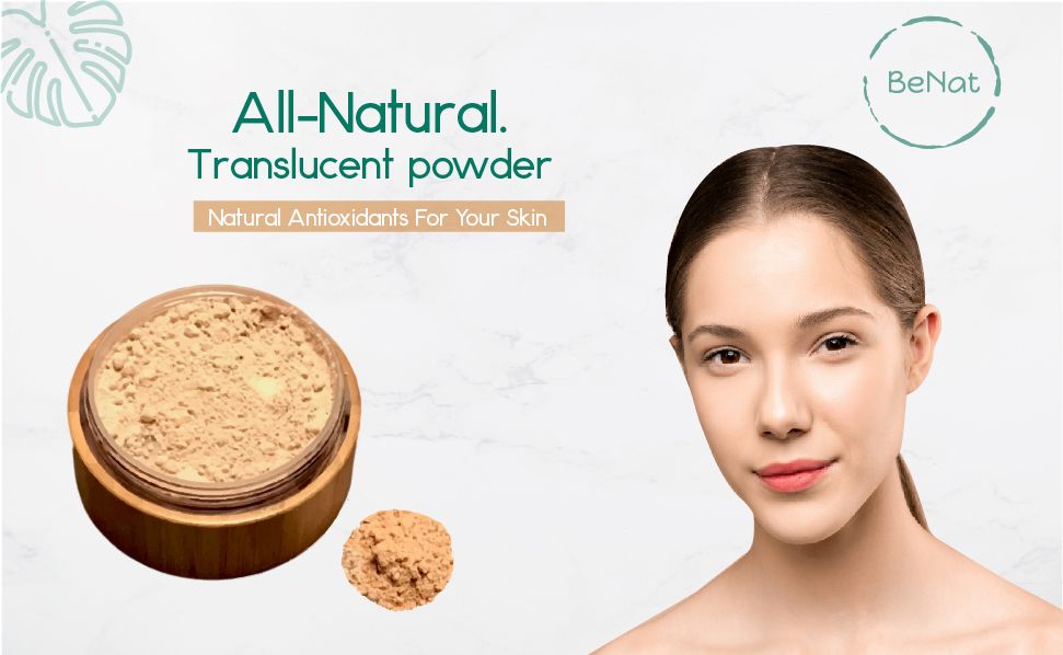 All-Natural Translucent Loose Face Powder - Oil-Absorbing Mattifying Setting Makeup with Reusable Bamboo Case & Eco-Friendly Refill - Sheer Warm Tint Finishing Powder for All Skin Types