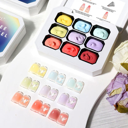 Limegirl Gradient Painting Gel, 9 Bright Colors Ombre GelNail Polish for Pigment Pat Nails Nails French ManicureSoak Off UV Set