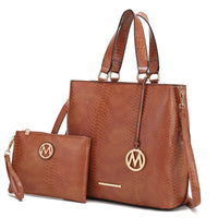 MKF Collection Beryl Snake embossed Vegan Leather Women Tote Bag with Wristlet by Mia k