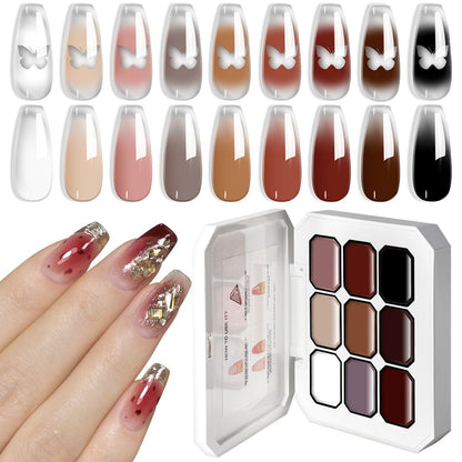Limegirl Gradient Painting Gel, 9 Bright Colors Ombre GelNail Polish for Pigment Pat Nails Nails French ManicureSoak Off UV Set