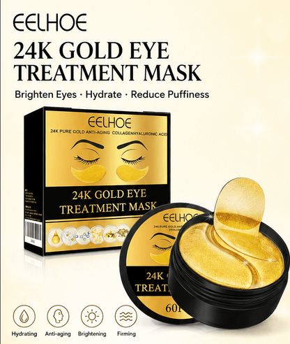 24K Gold Collagen Eye Masks, 60PCS Under Eye Patches with Hyaluronic Acid, for Dark Circles & Puffiness