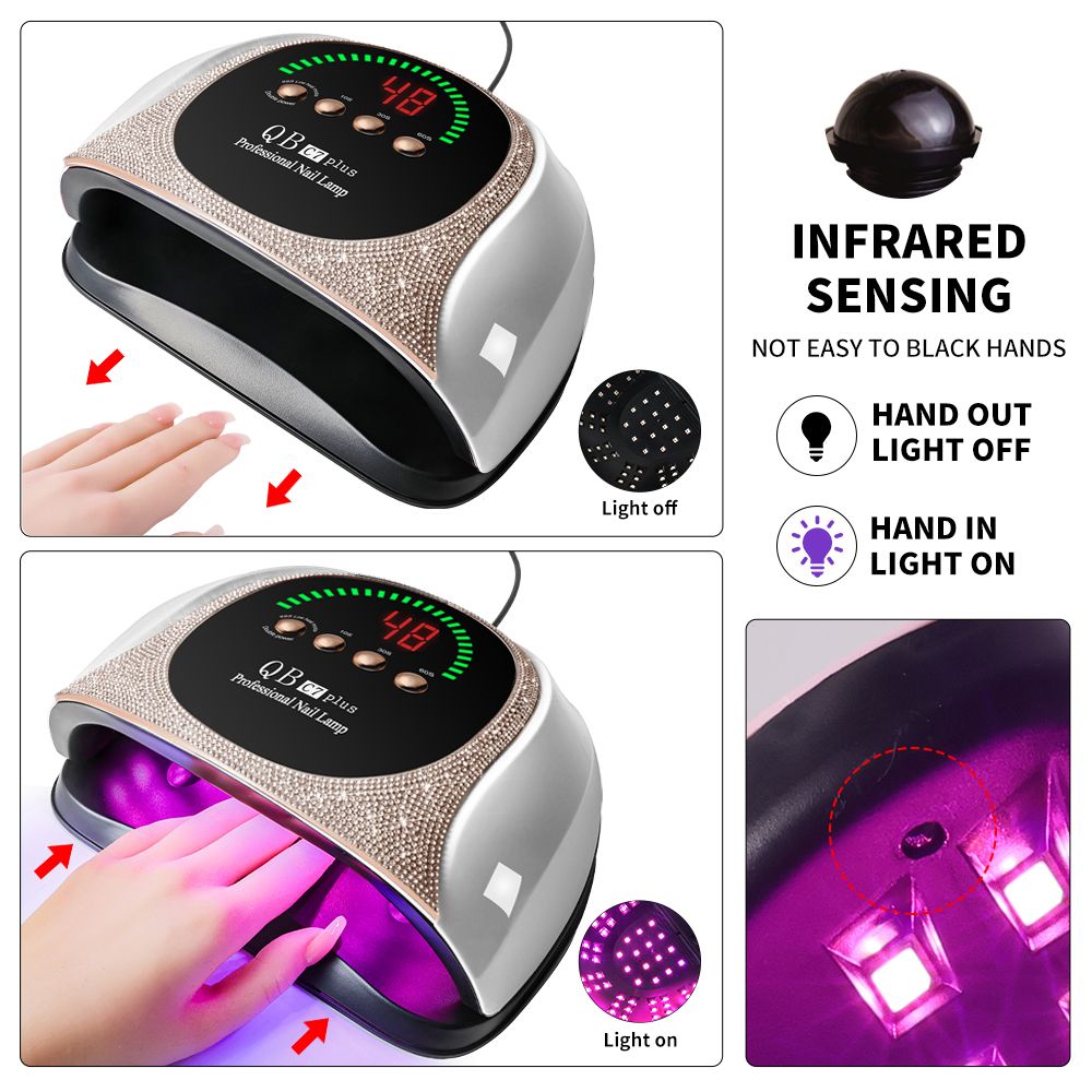 Professional UV LED Nail Lamp, LIMEGIRL Nail Dryer for Gel Polish, 4 Timers UV Nail Lamp Professional Nail Light,57Pcs Lamp Beads and Automatic Sensor