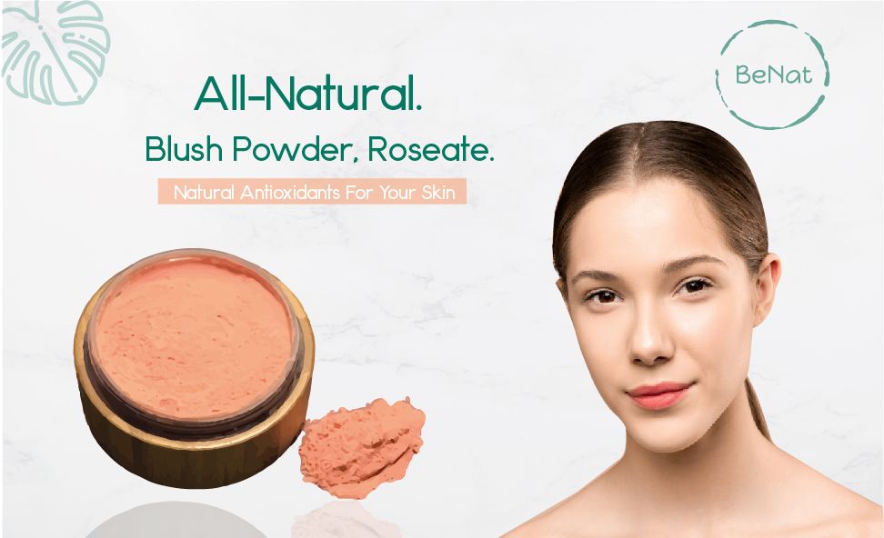 BeNat Natural Blush Loose Powder Set with Reusable Bamboo Jar, Eco-Friendly Kraft Refill Bag and Kabuki Brush - Vegan Makeup for All Skin Types
