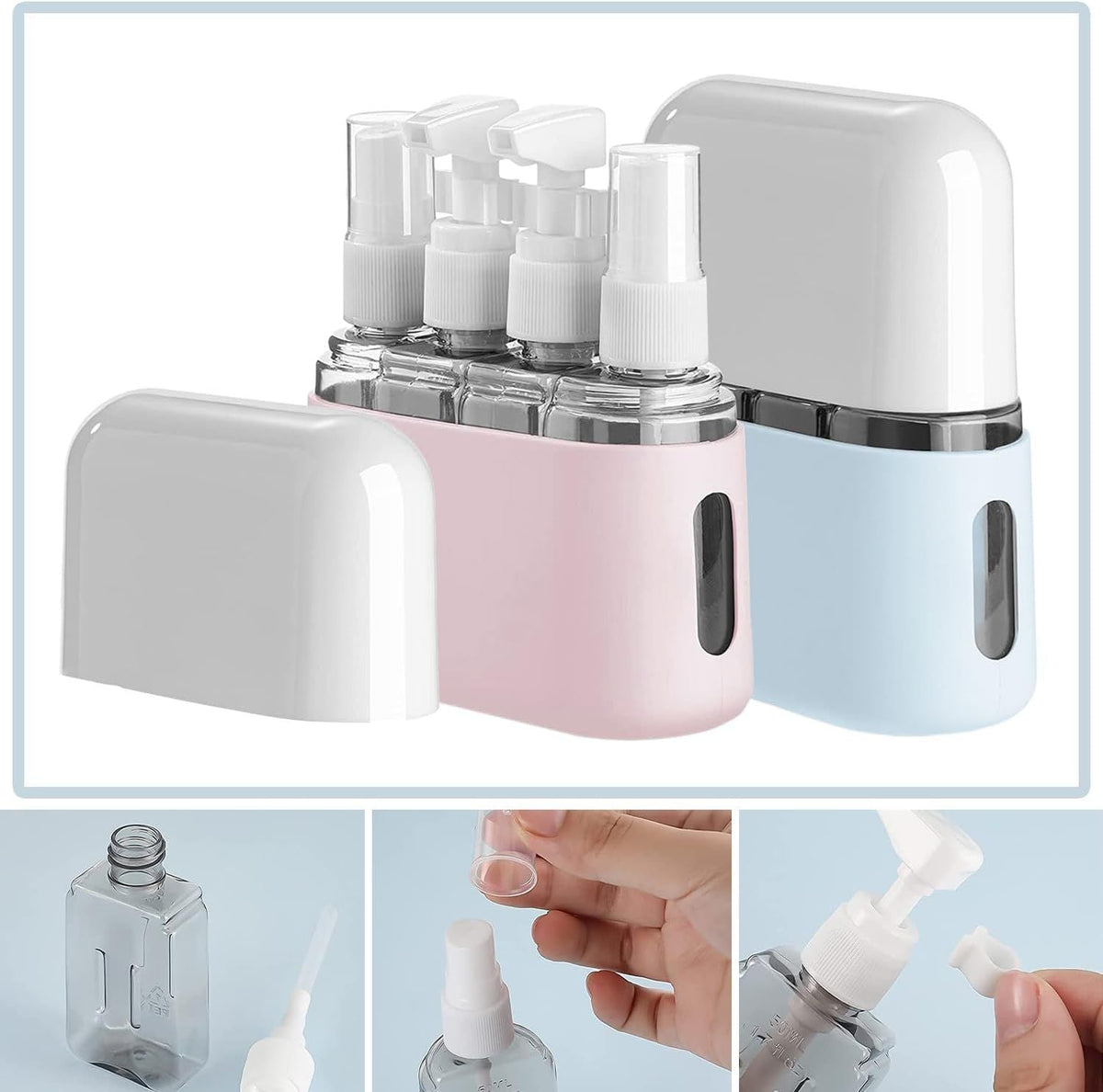Travel Bottle Set, 8-Pack TSA Approved Travel Size Bottles, Travel Container Dispenser, Travel Shampoo Bottles for Cosmetics Conditioner and Lotion