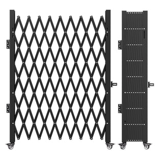 VEVOR Single Folding Security Gate, 7.25 ft H x 7.8 ft W Folding Door Gate, Steel Accordion Security Gate, Flexible Expanding Security Gate, 360° Rolling Barricade Gate, Scissor Gate/Door with Padlock