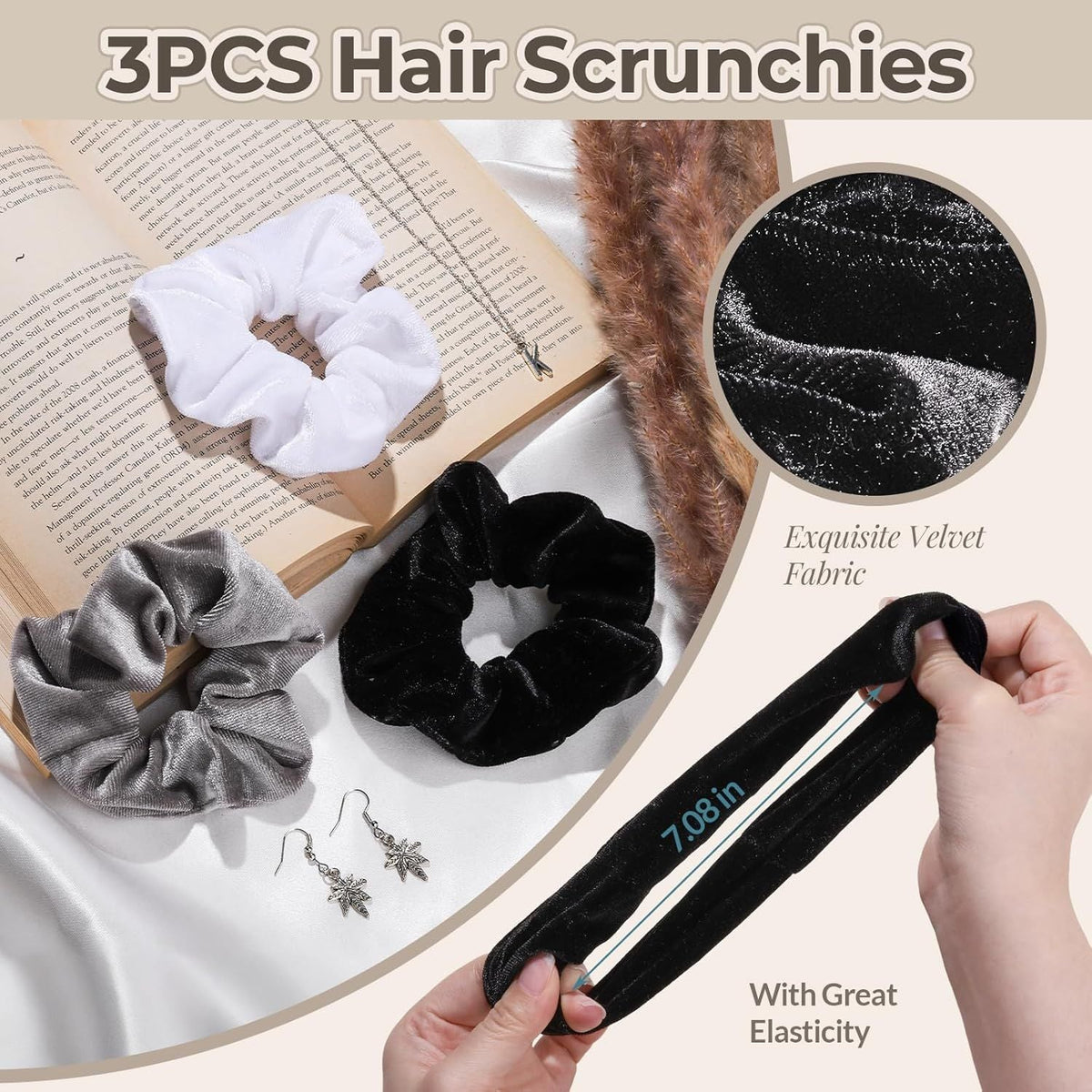 Spa Headband, 6pcs Makeup Headbands and Hair Scrunchies, Bow Skin Care Headband for Washing Face for Teen Girls Women, Easter Basket Valentines Gifts for Girls, Black & White & Gray