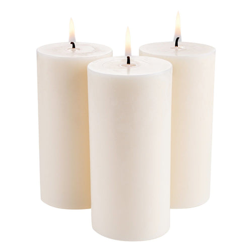 VEVOR 3 Pack White Unscented Pillar Candles, 65 Hours Long Burning Pillar Candle, 3 x 6 Inch Smokeless Unscented Candles, Natural Palm Wax Candles for Home, Weddings, Christmas, White