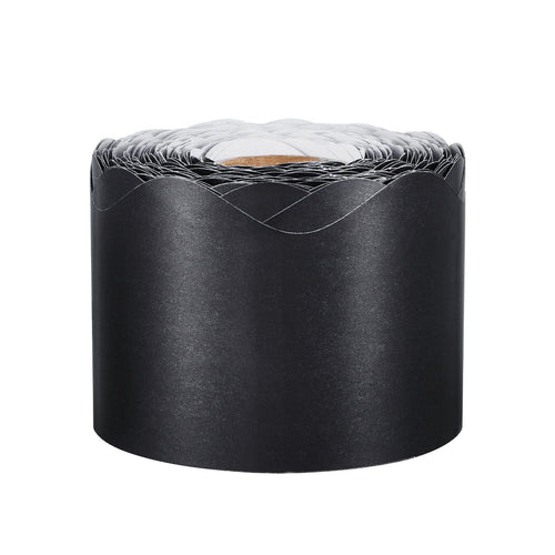 VEVOR Bulletin Board Border, 65.6 Feet Rolled Border Trim, Scalloped Bulletin Board Paper with Wavy Line Design, Classroom Border for Bulletin Board, School, Classroom, and Locker Decoration, Black