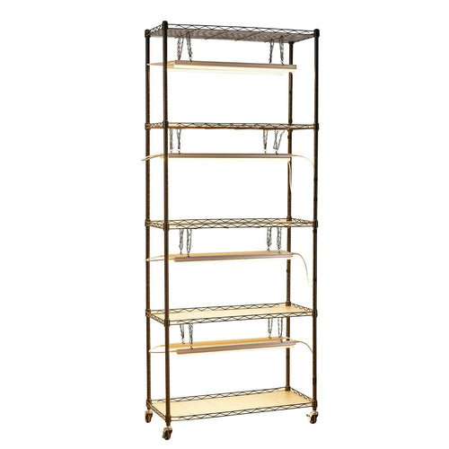 VEVOR Plant Shelf with Grow Light, 5-Tier Indoor Plant Stand, 71 in Tall Plants Display Rack with Wheels & 4/9/14H Timer, 80W T5 LED Full Spectrum Grow Lights, Flower Pot Holder for Seed Starting