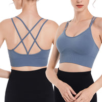 3Packs Women Cross Back Sport Bras Padded Strappy Medium Support Bras