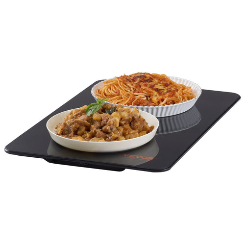 VEVOR Electric Warming Tray, 16.5" x 11" Portable Tempered Glass Heating Tray with Temperature Range (65-90 Celsius), Perfect for Dinner, Catering, Parties, Events, Entertaining and Holiday, Black