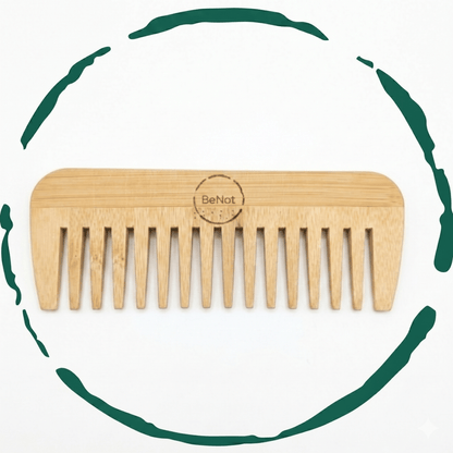 Handcrafted Bamboo Comb - All Natural Wooden Hair & Beard Detangler Styling Accessory for Men and Women, Promotes Healthy Hair Growth & Scalp Health, Eco-Friendly, Biodegradable & Zero-Waste Gift