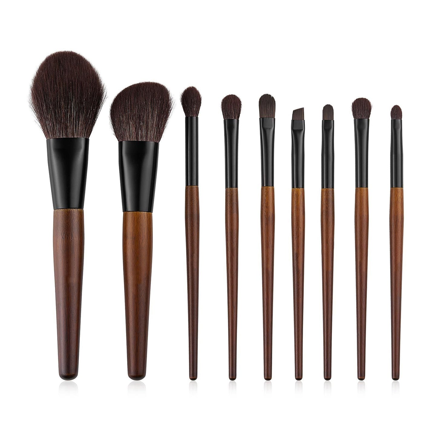 9-Piece Makeup Brush Set for Foundation Blending Eyeshadow, Professional Makeup Brush Kit with Soft Natural Wool & Vegan Synthetic Bristles, Ergonomic Wood Handle, Travel-Friendly Storage Bag