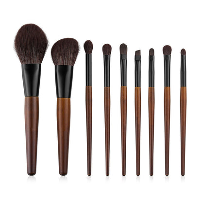 9-Piece Makeup Brush Set for Foundation Blending Eyeshadow, Professional Makeup Brush Kit with Soft Natural Wool & Vegan Synthetic Bristles, Ergonomic Wood Handle, Travel-Friendly Storage Bag