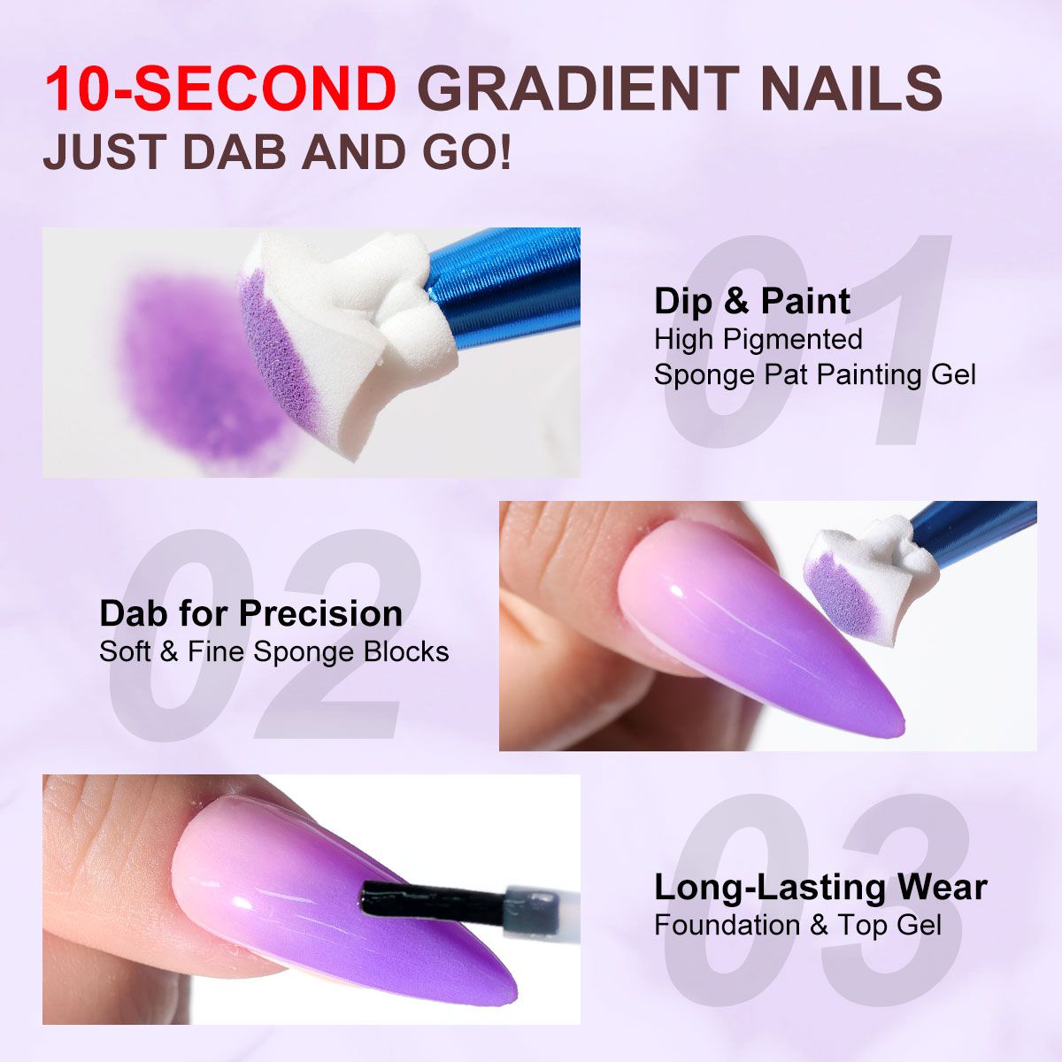 Limegirl Gradient Painting Gel, 9 Bright Colors Ombre GelNail Polish for Pigment Pat Nails Nails French ManicureSoak Off UV Set
