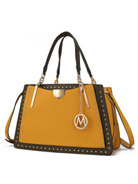 MKF Collection Aubrey Color Block Multi Compartment Satchel Handbag by Mia k