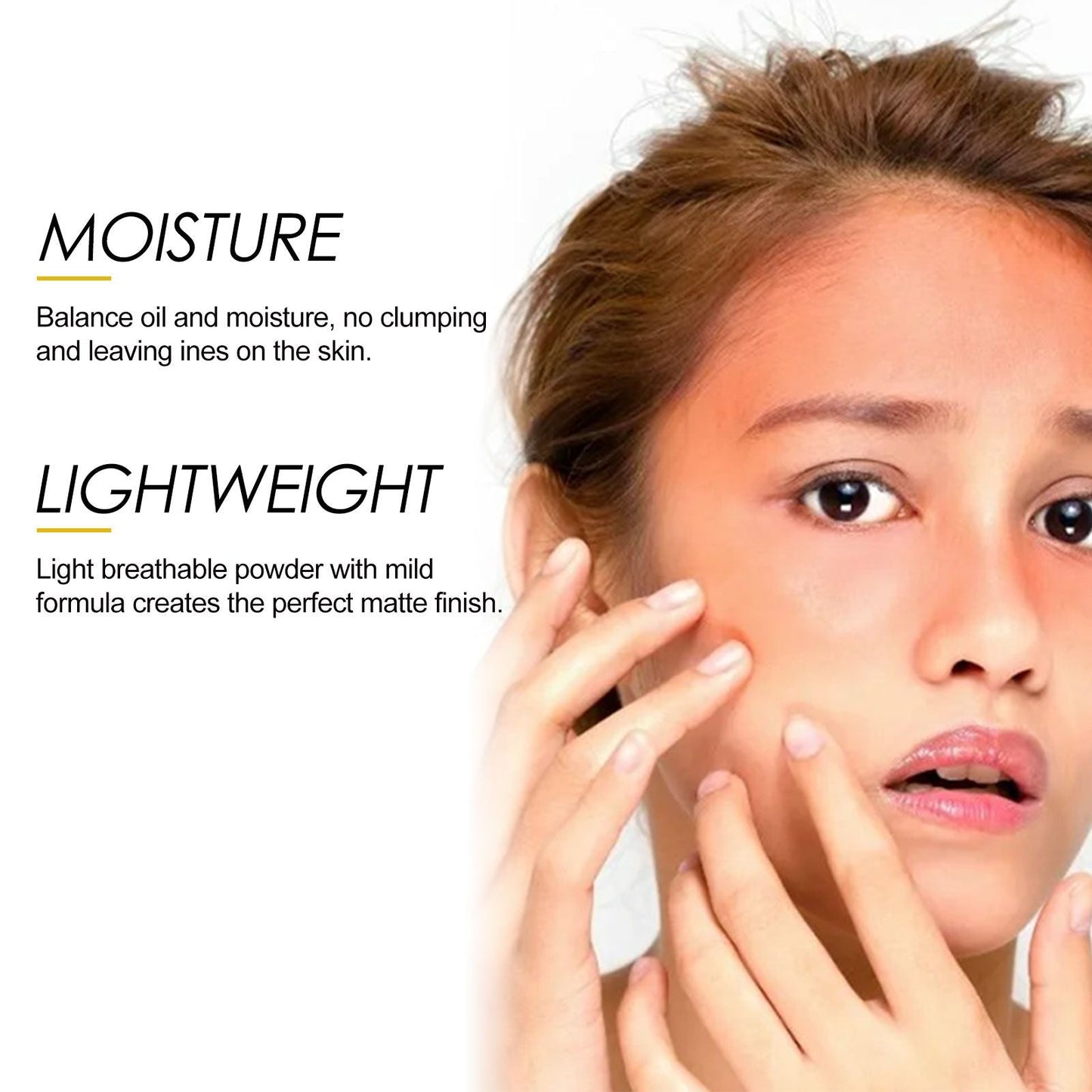 SPF50 PA++ Sunscreen Setting Powder Brush, Oil Control Matte Transparent Loose Powder, Portable Mineral Sun Protection Powder, Long Lasting Makeup Setting Powder for Face, Non-Greasy Shine Control Sun