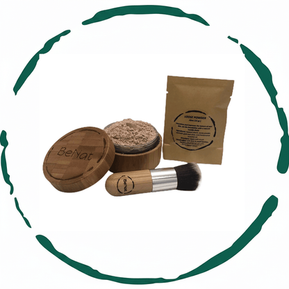 Premium BeNat Translucent Loose Setting Powder Kit with Eco-Friendly Bamboo Case, Ultra-Fine Matte Finish Finishing Powder, Includes 0.4oz Refill and Kabuki Brush, Cruelty-Free and Vegan Face Makeup
