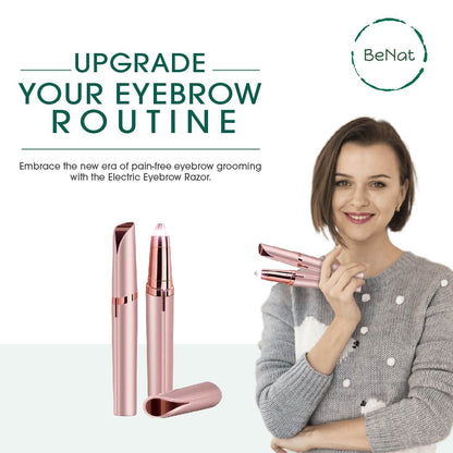 Rechargeable Eyebrow Hair Remover - Painless USB Electric Trimmer with LED Light
