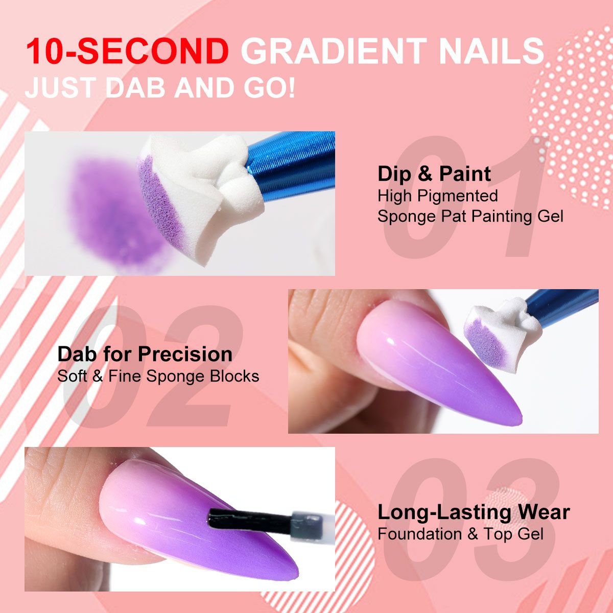 Limegirl Gradient Painting Gel, 9 Bright Colors Ombre GelNail Polish for Pigment Pat Nails Nails French ManicureSoak Off UV Set