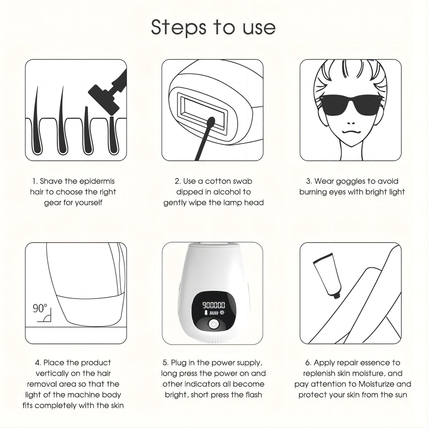 IPL Hair Removal 3 in 1 Permanent Painless Epilator 900,000 Flashes and 5 Energy Gears Laser Hair Remover Electric Epilator with Touch LCD for Body, Face, Underarms and Bikini Line