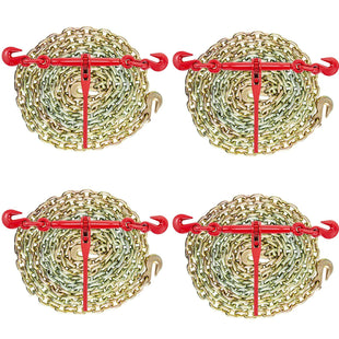 VEVOR Chain and Binder Kit 3/8in-1/2in, Ratchet Load Binders 9215lbs Working Strength, Ratchet Binders and Chains, 3/8in x 10ft Chains with G70 Hooks, for Truck, Tie Down, Hauling, Towing
