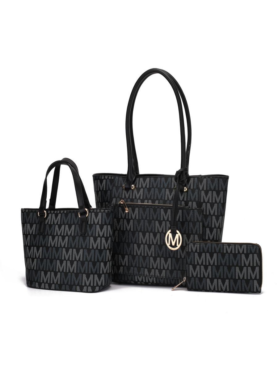 MKF Collection Lady II M Signature Large Tote, Small Tote & Wallet Set, Stylish Womens Handbag M Design by Mia K