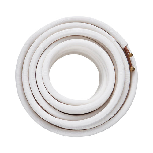 VEVOR 50FT Mini Split Line Set, 1/4" & 3/8" O.D Copper Pipes Tubing and Triple-Layer Insulation, for Mini Split Air Conditioning Refrigerant or Heating Pump Equipment & HVAC with Wrapping Strips.