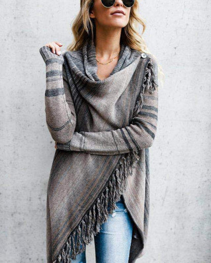 Autumn and Winter Women's Fashion Tassel Knit Jacket Sweater