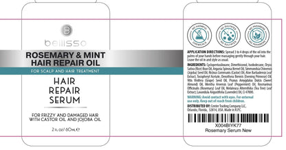 Rosemary Mint Oil Hair Serum Thickening Products for Women and Men Strengthening Treatment for Dry Damaged Frizzy Split Ends Control Frizzy Thinning and Curly Locks Scalp Moisturizer