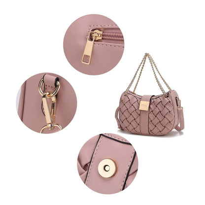MKF Collection Solari Braided Chain Shoulder Bag. Stylish Handbag with Gold Tone Accents by Mia K.