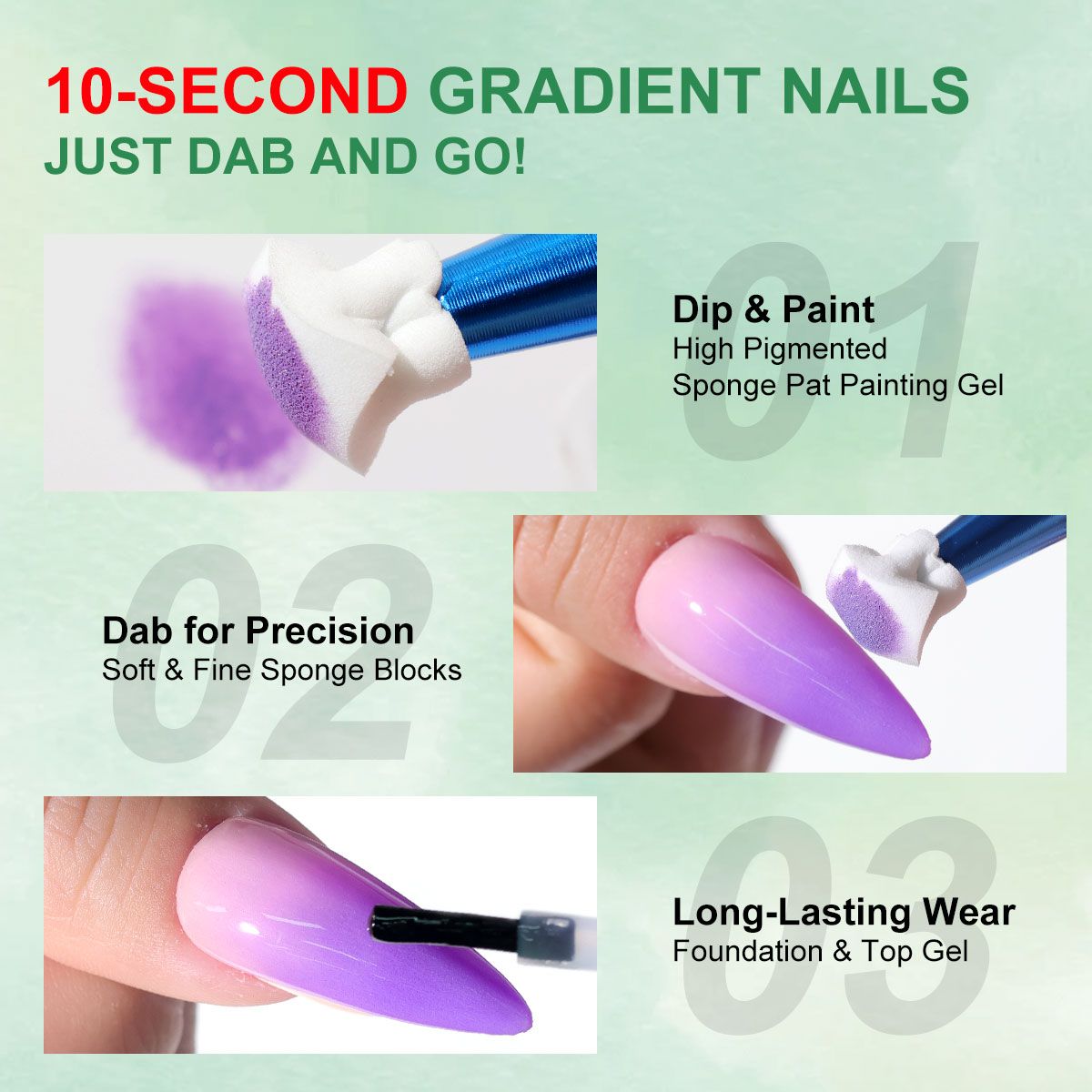 Limegirl Gradient Painting Gel, 9 Bright Colors Ombre GelNail Polish for Pigment Pat Nails Nails French ManicureSoak Off UV Set