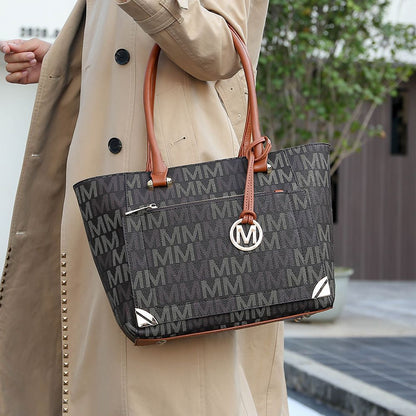 MKF Collection Lady II M Signature Large Tote, Small Tote & Wallet Set, Stylish Womens Handbag M Design by Mia K