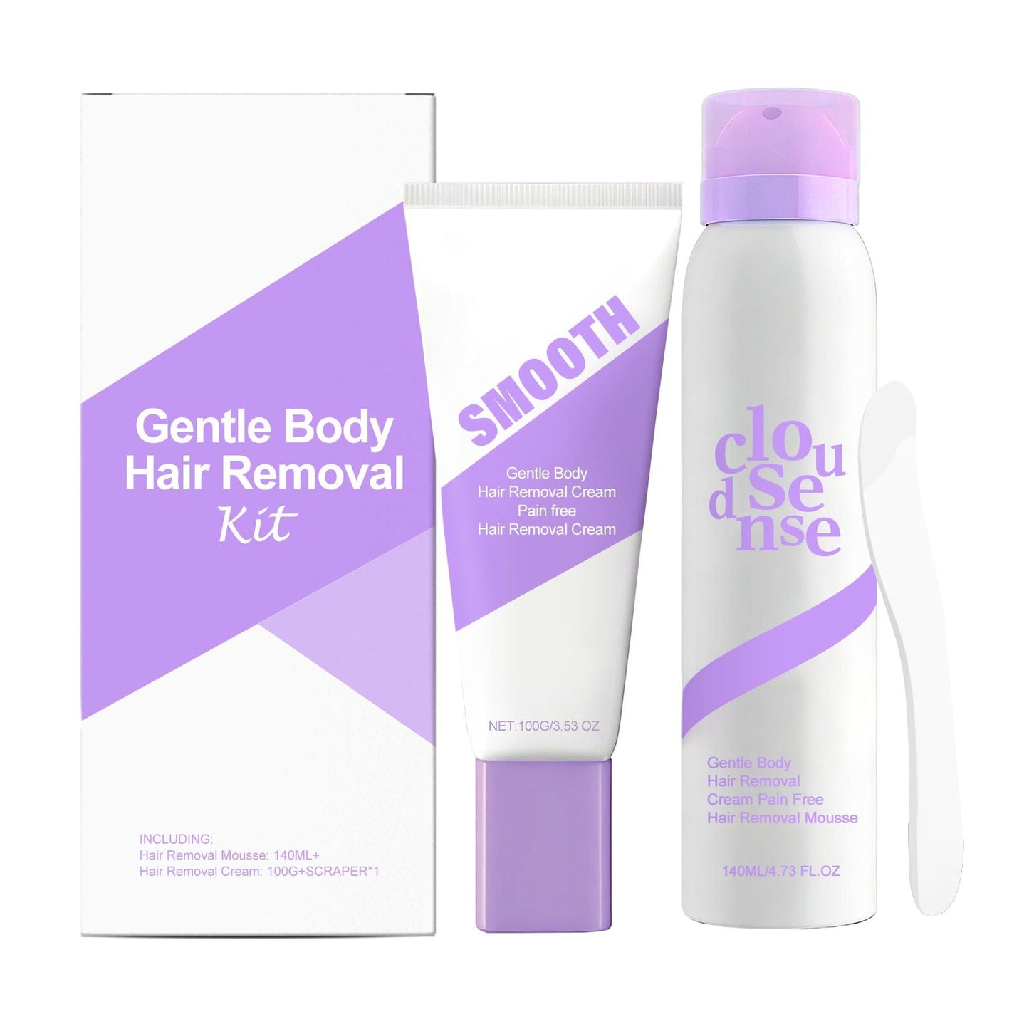 Gentle At-Home Body Hair Removal Kit, Skin Friendly Depilatory Cream & Foam Set, Painless Body Hair Remover for Arms Legs Underarms Smooth Skin Care