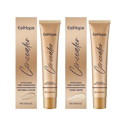 Eelhope Small Gold Tube Foundation Concealer, Natural Lightweight Skin Concealer Not Easy To Makeup Moisturizing Liquid Foundation