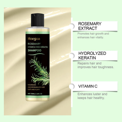 Rosemary Infused Keratin Hair Shampoo, Volumizing Nourishing Shampoo for Thin Fine Hair, Deep Cleansing Scalp Care Shampoo, Repair Dry Damaged Frizzy Hair, Add Shine & Softness 100ML