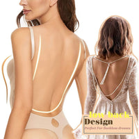 Backless Body Shaper For Women Push Up Bra Low Back Thong Bodysuit