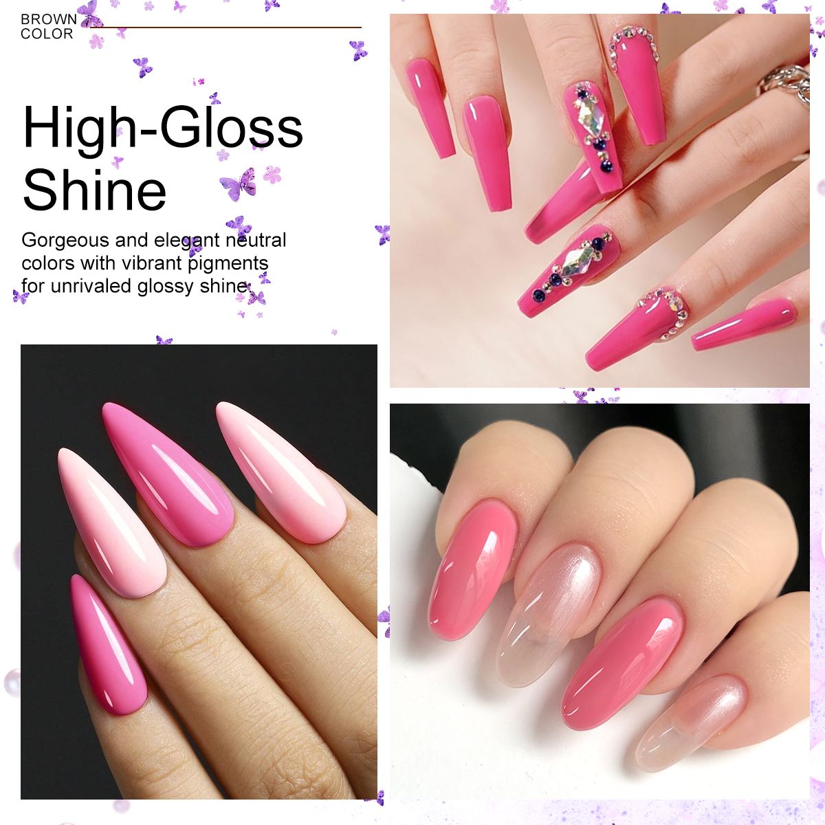 LIMEGIRL 6pcs Gel Polish Set 6 Vibrant Colors UV Gel NailPolish Red Blue Green Hema TMPTA TPO 3-free AllSeasons NailGel for Christmas Gift Women Girls