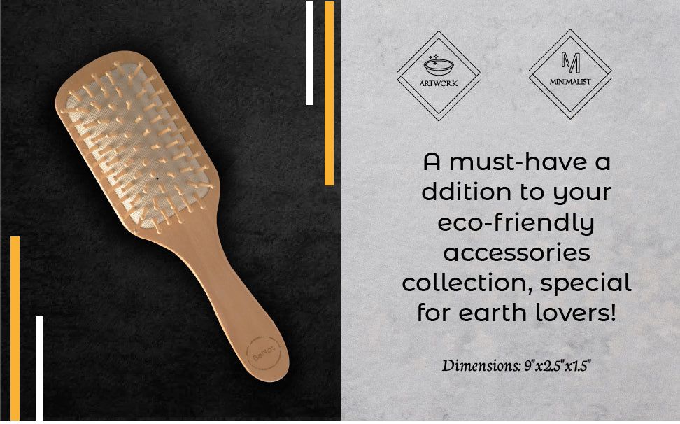 Natural Wooden Detangling Hair Brush - Eco Friendly Bamboo Bristle Paddle Brush for Sensitive Scalp Massage, Anti Static Hair Growth Styling Comb for Women and Men