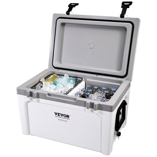 VEVOR Insulated Portable Cooler, 52 qt, Holds 50 Cans, Ice Retention Hard Cooler with Heavy Duty Handle, Ice Chest Lunch Box for Camping, Beach, Picnic, Travel, Outdoor, Keeps Ice for up to 6 Days