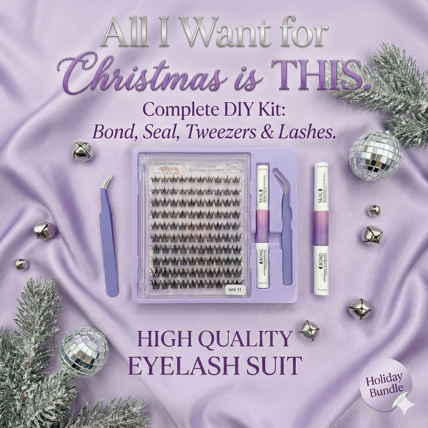 AYCUE Holiday Glam Christmas Special Edition High-Quality Eyelash Suit Subtle Natural Soft Finish Clean Band DIY Fluffy Lash Extension for Festive Looks