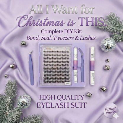 AYCUE Holiday Glam Christmas Special Edition High-Quality Eyelash Suit Subtle Natural Soft Finish Clean Band DIY Fluffy Lash Extension for Festive Looks