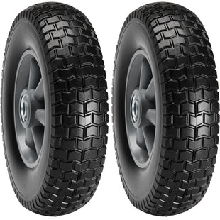 VEVOR Solid PU Run-Flat Tire Wheel, 10", 2-Pack, 180 lbs Dynamic Load, 220 lbs Static Load, Flat Free Tubeless Tires and Wheels for Hand Truck, Utility Cart, Dollies, Garden Trailers, Various Carts