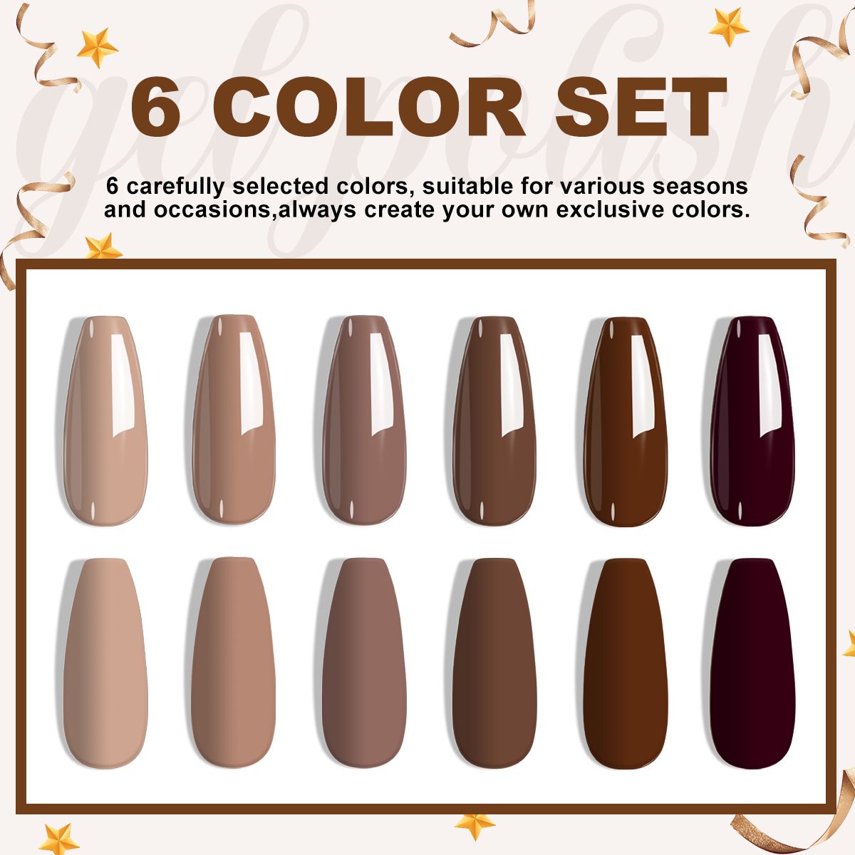 LIMEGIRL 6pcs Gel Polish Set 6 Vibrant Colors UV Gel NailPolish Red Blue Green Hema TMPTA TPO 3-free AllSeasons NailGel for Christmas Gift Women Girls