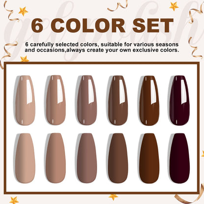 LIMEGIRL 6pcs Gel Polish Set 6 Vibrant Colors UV Gel NailPolish Red Blue Green Hema TMPTA TPO 3-free AllSeasons NailGel for Christmas Gift Women Girls