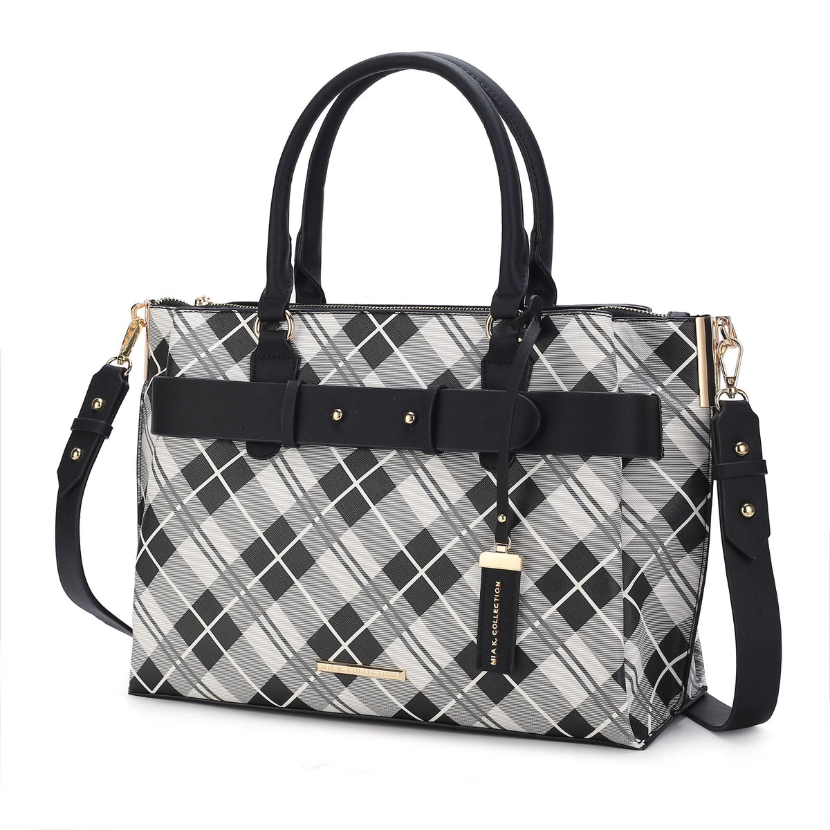 MKF Collection Coleen Vegan Leather Women Plaid Satchel Bag by Mia k
