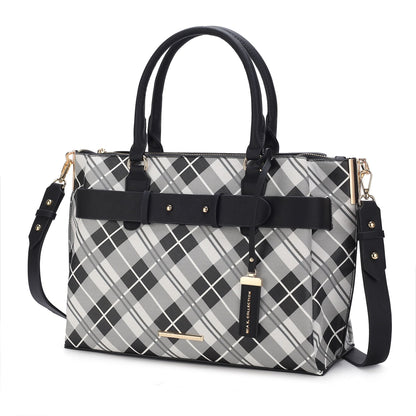 MKF Collection Coleen Vegan Leather Women Plaid Satchel Bag by Mia k