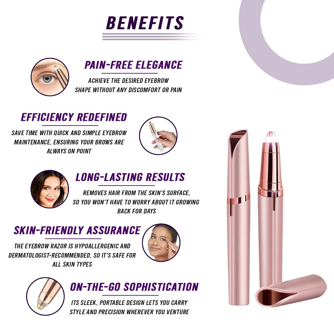 The Effortless Beauty Kit 3-in-1 Painless Facial Hair Remover, Precision Electric Eyebrow Trimmer & Rechargeable Heated Eyelash Curler Grooming Set for Smooth Skin and Long-Lasting Curled Lashes