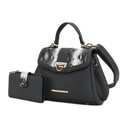 MKF Collection Geny Faux Snake Embossed Women Shoulder bag with matching Wallet by Mia K