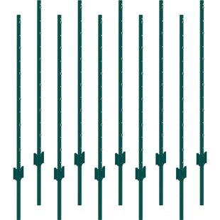 VEVOR 4 Feet Fence Post 10 Pack T-Post Heavy Duty Metal Fence Posts Green